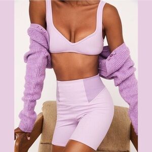NWT 2 Pc Set For Love & Lemons L Gemma Lounge Top M High-rise Dani Biker Shorts
